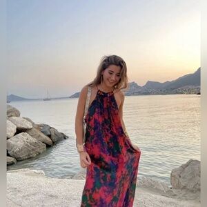 Zara maxi dress long printed beaded bohemian summer